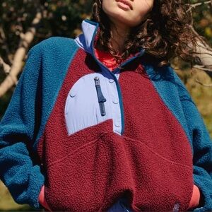 Free People FP Movement Hit The Slopes Colorblock Fleece Pullover; Size Small